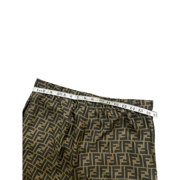 Fendi FF Twill Silk Flared Wide Leg Logo Monogram Tassel Tie Pants 40 - Picture 10 of 12